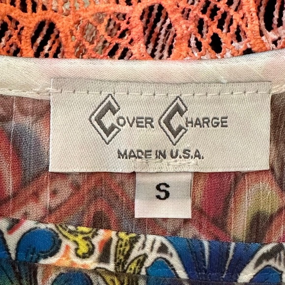 Cover Charge-Swimsuit Coverup-Lace & Fringe on sleeves & hem-EUC-Sz Small - Picture 3 of 5